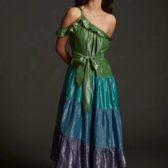 Anthropologie Maeve Ruffled One-Shoulder Midi Dress - Picture 2 of 3